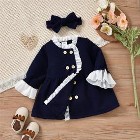 img 3 attached to 👗 Toddler Baby Girl Knit Sweater Dress - Cute Solid Ruffle Long Sleeve Dresses Top, Perfect for Fall and Winter Warm Outfits