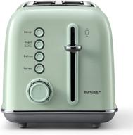 🥯 upgrade your breakfast routine with the buydeem dt-620 2-slice retro stainless steel toaster - cozy greenish, high lift lever, extra wide slots, bagel and muffin function, 7-shade settings, and crumb tray логотип