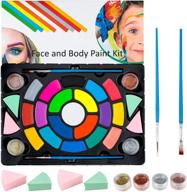 👶 moomoo baby face paint kit for kids: 19 large water based paints including 4 metallic colors (gold + silver) – professional non-toxic makeup palette for halloween, parties, and cosplay logo