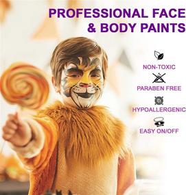 img 1 attached to 👶 MooMoo Baby Face Paint Kit for Kids: 19 Large Water Based Paints including 4 Metallic Colors (Gold + Silver) – Professional Non-Toxic Makeup Palette for Halloween, Parties, and Cosplay