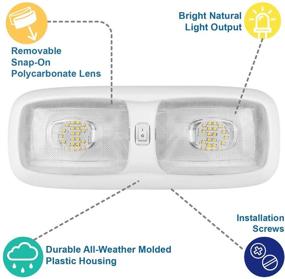 img 1 attached to 🚐 Lumitronics RV LED Euro-Style Double Ceiling Dome Light: Enhance Your Trailer Camper Interior with On-Off Switch Lighting