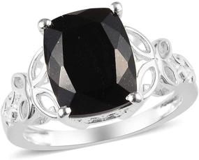 img 4 attached to 💍 Shop LC Sterling Silver Black Tourmaline Black Spinel Statement Ring - Perfect Women's Gift!