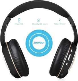 img 1 attached to 🎧 Беспроводные наушники Riwbox WB5 Bluetooth 5.0: Cкладные, 5 режимов звука EQ, микрофон, амбушюры из памяти-протеина - Черно-золотые