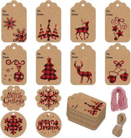 img 4 attached to 🎁 STEFORD Christmas Kraft Paper Gift Tags: 120 PCS Festive Labels with 230 ft String