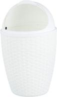 superio round trash can: 7.5 qt. wicker look with roll-up lid – white bathroom and vanity trash bin logo