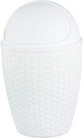 img 3 attached to Superio Round Trash Can: 7.5 Qt. Wicker Look with Roll-up Lid – White Bathroom and Vanity Trash Bin