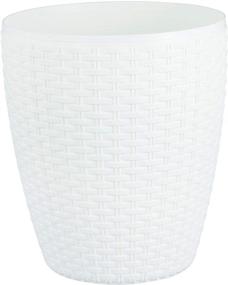 img 1 attached to Superio Round Trash Can: 7.5 Qt. Wicker Look with Roll-up Lid – White Bathroom and Vanity Trash Bin