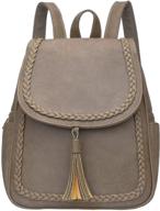 🎒 kkxiu fashion small synthetic leather backpack purse for women and teen girls with tassel in khaki logo
