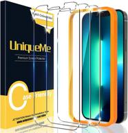 [3 пакета] защитное стекло uniqueme для iphone 13 pro max 6,7 дюйма с рамкой для легкой установки | hd-качество, антицарапающее, без пузырьков логотип