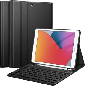 img 4 attached to Fintie Keyboard Case for iPad 9th/8th/7th Gen (2021/2020/2019) 10.2 Inch 🔌 | Soft TPU Back Stand Cover, Pencil Holder | Detachable Bluetooth Keyboard, Black