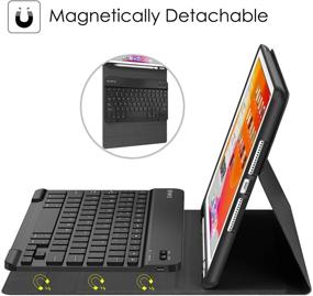 img 2 attached to Fintie Keyboard Case for iPad 9th/8th/7th Gen (2021/2020/2019) 10.2 Inch 🔌 | Soft TPU Back Stand Cover, Pencil Holder | Detachable Bluetooth Keyboard, Black