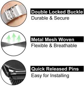 img 2 attached to Yeejok 22mm Smartwatch Bands - Compatible with Fossil Gen 5E 44mm, Men's Gen 5 Carlyle, Women's Gen 5 Julianna, Gen 4 Explorist HR - Black Silicone Sport Wristband + Silver Mesh Woven Metal Watch Strap