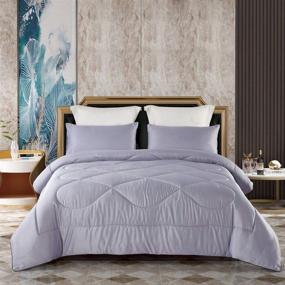 img 4 attached to 🌙 KINBEDY Luxury 3-Piece Satin/Sateen Silky Comforter Set Bedding Collection, Lightweight Soft Bedding Sets - Grey, perfect for Summer