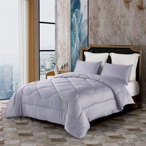 img 3 attached to 🌙 KINBEDY Luxury 3-Piece Satin/Sateen Silky Comforter Set Bedding Collection, Lightweight Soft Bedding Sets - Grey, perfect for Summer