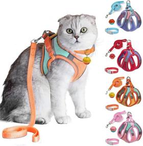 img 4 attached to JSXD Cat Harness Set - Escape Proof Kitten Vest Harness with Leash and Collar for Walking - Easy 🐱 Control Night Safe Pet Harness with Reflective Strap and Bell - Suitable for Small and Large Kittens, Puppies, and Rabbits