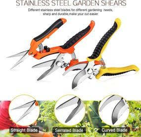 img 3 attached to Set of 3 Garden Pruning Shears with Stainless Steel Blades, Handheld Pruners + Bonus Gardening Gloves