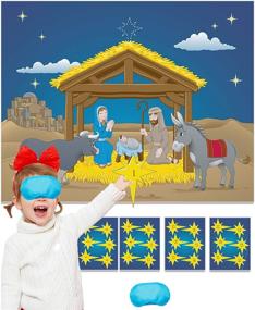 img 4 attached to 🌟 Funnlot Christmas Games for Kids: Nativity Star Pin Game - 24 Reusable Stars for Christmas Activities with Families