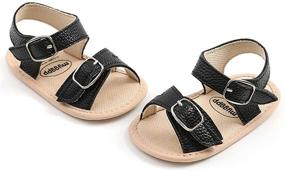 img 2 attached to 👶 Non-Slip, Soft-Sole T-Strap Baby Girls Sandals for Infants - Perfect Crib Dress Shoes for First Walkers (3-18 Months)