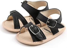 img 1 attached to 👶 Non-Slip, Soft-Sole T-Strap Baby Girls Sandals for Infants - Perfect Crib Dress Shoes for First Walkers (3-18 Months)