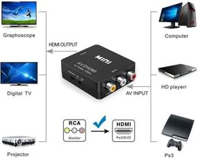 img 3 attached to 📺 Высокопроизводительный AV к HDMI конвертер - адаптер RCA к HDMI для телевизора/ПК/PS4/Xbox - 1080P мини композитный CVBS видео аудио конвертер - поддержка PAL/NTSC - черный