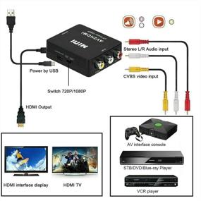 img 2 attached to 📺 Высокопроизводительный AV к HDMI конвертер - адаптер RCA к HDMI для телевизора/ПК/PS4/Xbox - 1080P мини композитный CVBS видео аудио конвертер - поддержка PAL/NTSC - черный