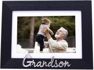 🖼️ cherish memories with the happy homewares black woodgrain effect grandson picture frame - available in 6x4 or 7x5 sizes with personalized silver lettering and choice of white matt логотип