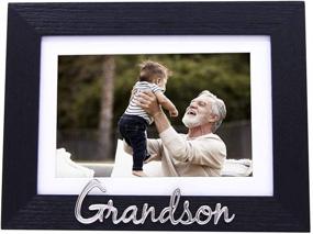 img 4 attached to 🖼️ Cherish Memories with the Happy Homewares Black Woodgrain Effect Grandson Picture Frame - Available in 6x4 or 7x5 Sizes with Personalized Silver Lettering and Choice of White Matt