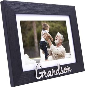 img 3 attached to 🖼️ Cherish Memories with the Happy Homewares Black Woodgrain Effect Grandson Picture Frame - Available in 6x4 or 7x5 Sizes with Personalized Silver Lettering and Choice of White Matt