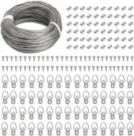 ultimate picture hanging kit - 100ft stainless steel hanging wire, 60pcs d ring picture hangers with screws, and 60pcs aluminum crimping loop sleeve for hanging paintings and photos logo