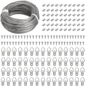 img 4 attached to Ultimate Picture Hanging Kit - 100ft Stainless Steel Hanging Wire, 60pcs D Ring Picture Hangers with Screws, and 60pcs Aluminum Crimping Loop Sleeve for Hanging Paintings and Photos