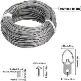 img 2 attached to Ultimate Picture Hanging Kit - 100ft Stainless Steel Hanging Wire, 60pcs D Ring Picture Hangers with Screws, and 60pcs Aluminum Crimping Loop Sleeve for Hanging Paintings and Photos