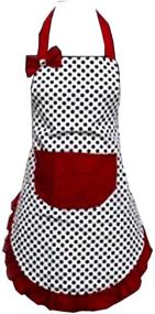 img 1 attached to 👩 Hyzrz Lovely Lady Dot Flirty Canvas Funny Apron: Top-quality Restaurant Kitchen Aprons for Women and Girls with Handy Pocket