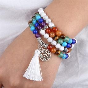 img 2 attached to 📿 Nupuyai Unisex 108 Buddha Prayer Beads Mala Crystal Bracelet with 7 Chakra Healing Stones Necklace