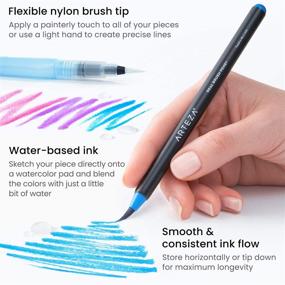 img 2 attached to 🎨 Arteza Watercolor Painting Art Set with Real Brush Pens (24 Colors) and Foldable Canvas Paper Bundle - DIY Kit for Artists & Hobby Painters - Art Supplies