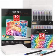 🎨 arteza watercolor painting art set with real brush pens (24 colors) and foldable canvas paper bundle - diy kit for artists & hobby painters - art supplies logo