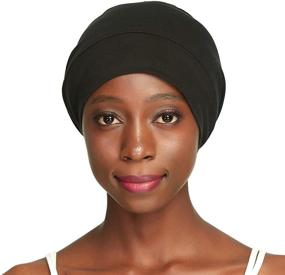 img 1 attached to 🧢 Silk Satin Lined Slap Cap for Curly Hair Women - Soft Cotton, Durable Elasticity, Ideal for Day and Night