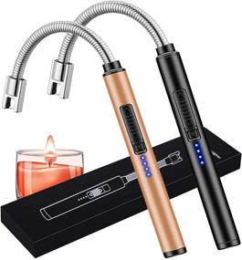 img 4 attached to USB Rechargeable Windproof Candle Lighter Set - 2 Pack for Camping, BBQ, Fireworks, and Party Candles