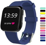 🌊 viniki slim soft waterproof fitness bands compatible with fitbit versa/versa 2/se for women and men - dark blue (small) logo