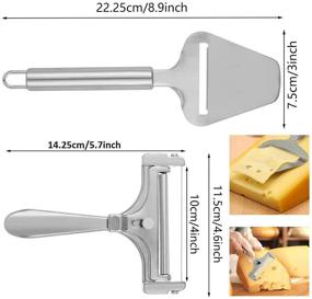 img 3 attached to 🧀 Premium Stainless Steel Cheese Cutter Set with Adjustable Thickness - 2 Pieces Cheese Cutter and Cheese Plane Tool - Perfect Kitchen Utensils for Soft Cheese Slicing