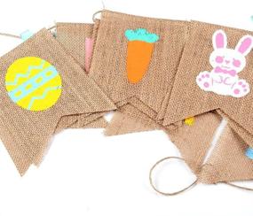 img 2 attached to 🥕 GOER Natural Burlap Banner: Vibrant Easter Decorations with Bunny, Carrot and Chick Patterns