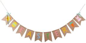 img 4 attached to 🥕 GOER Natural Burlap Banner: Vibrant Easter Decorations with Bunny, Carrot and Chick Patterns