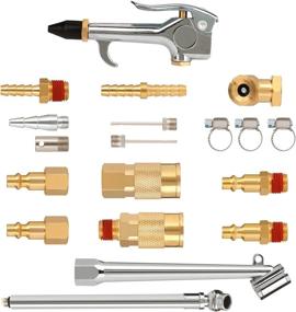 img 4 attached to 🔧 Hromee 1/4" NPT Air Compressor Accessory Kit w/ Blow Gun, Brass Fittings, Air Chuck & Tire Gauge - 20-Piece Compressor Inflation Tool Set