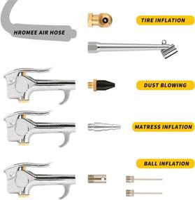 img 3 attached to 🔧 Hromee 1/4" NPT Air Compressor Accessory Kit w/ Blow Gun, Brass Fittings, Air Chuck & Tire Gauge - 20-Piece Compressor Inflation Tool Set