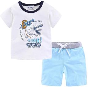 img 4 attached to 🩳 Little Boys Summer Shorts Set - Mud Kingdom Beach Outfits for Holiday