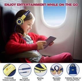 img 3 attached to 🎧 SIMOLIO Foldable Kids Headphones: 2 Pack with Mic, Volume Limiter, and Stylish Colors - Perfect for School and Travel!