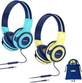 img 4 attached to 🎧 SIMOLIO Foldable Kids Headphones: 2 Pack with Mic, Volume Limiter, and Stylish Colors - Perfect for School and Travel!