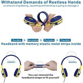 img 2 attached to 🎧 SIMOLIO Foldable Kids Headphones: 2 Pack with Mic, Volume Limiter, and Stylish Colors - Perfect for School and Travel!
