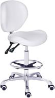 🪑 kaleurrier white adjustable stools drafting chair with backrest & footrest - tilt back, pneumatic lifting height, swivel seat, rolling wheels - for studio, dental, office, salon, counter, and home desk chairs логотип