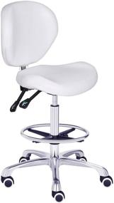 img 4 attached to 🪑 Kaleurrier White Adjustable Stools Drafting Chair with Backrest & Footrest - Tilt Back, Pneumatic Lifting Height, Swivel Seat, Rolling Wheels - for Studio, Dental, Office, Salon, Counter, and Home Desk Chairs