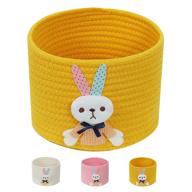 🐰 cute rabbit small cotton rope storage basket - perfect easter gift, kids toy organizer, nursery decor - 8"x8"x6", yellow logo